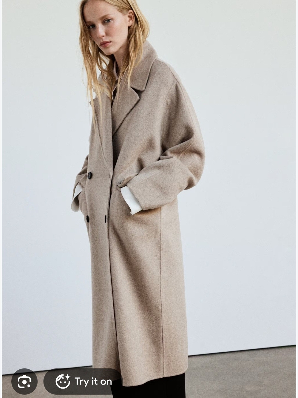 ZARA Double-Breasted Maxi Wool Coat size L